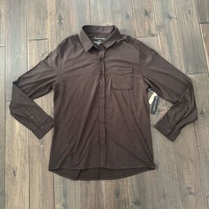 Tahari Brown Viscose Blend Button Down Casual Shirt M NWT